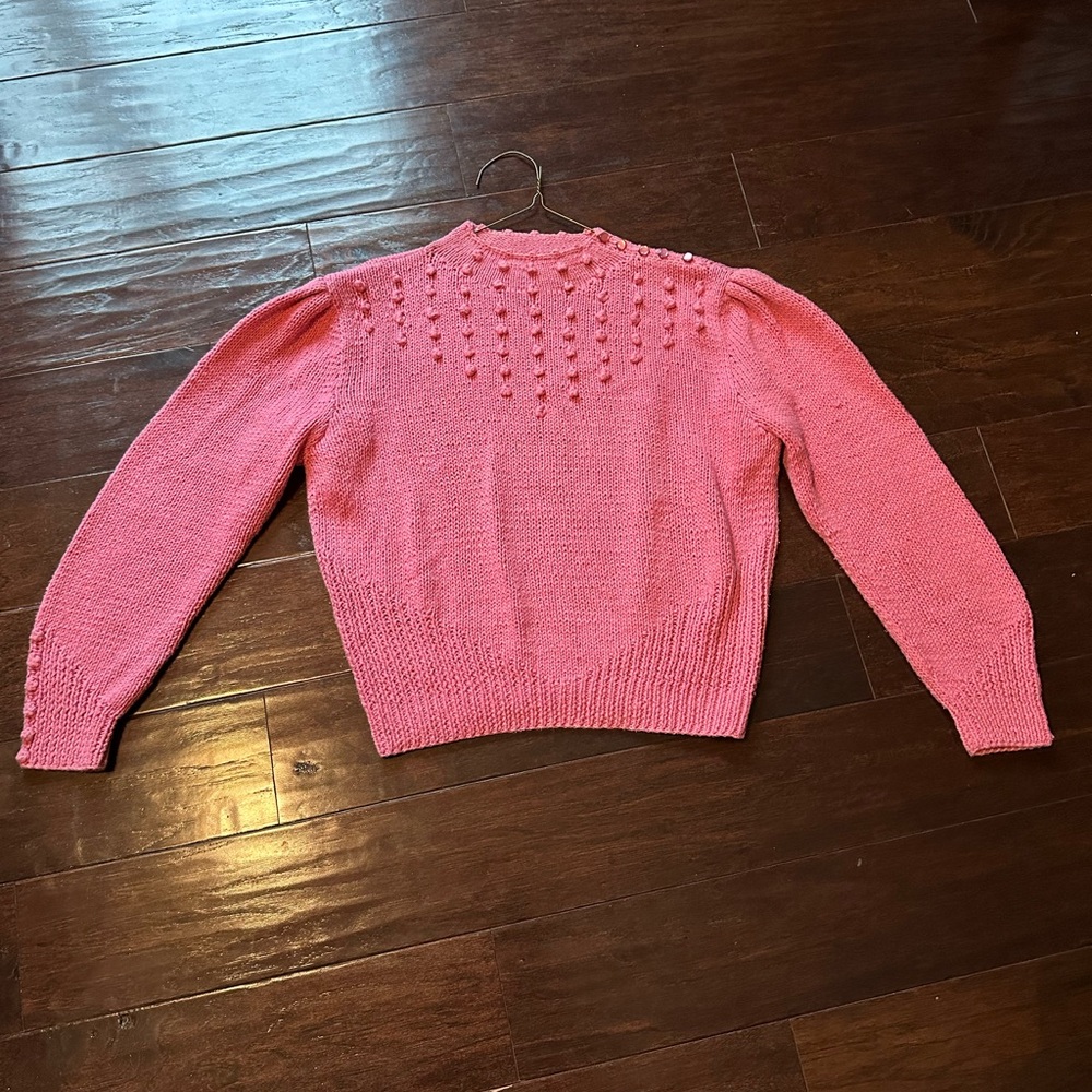 Vintage 80s HAND KNIT Pink Women's Sweater by the eagle’s eye Size L